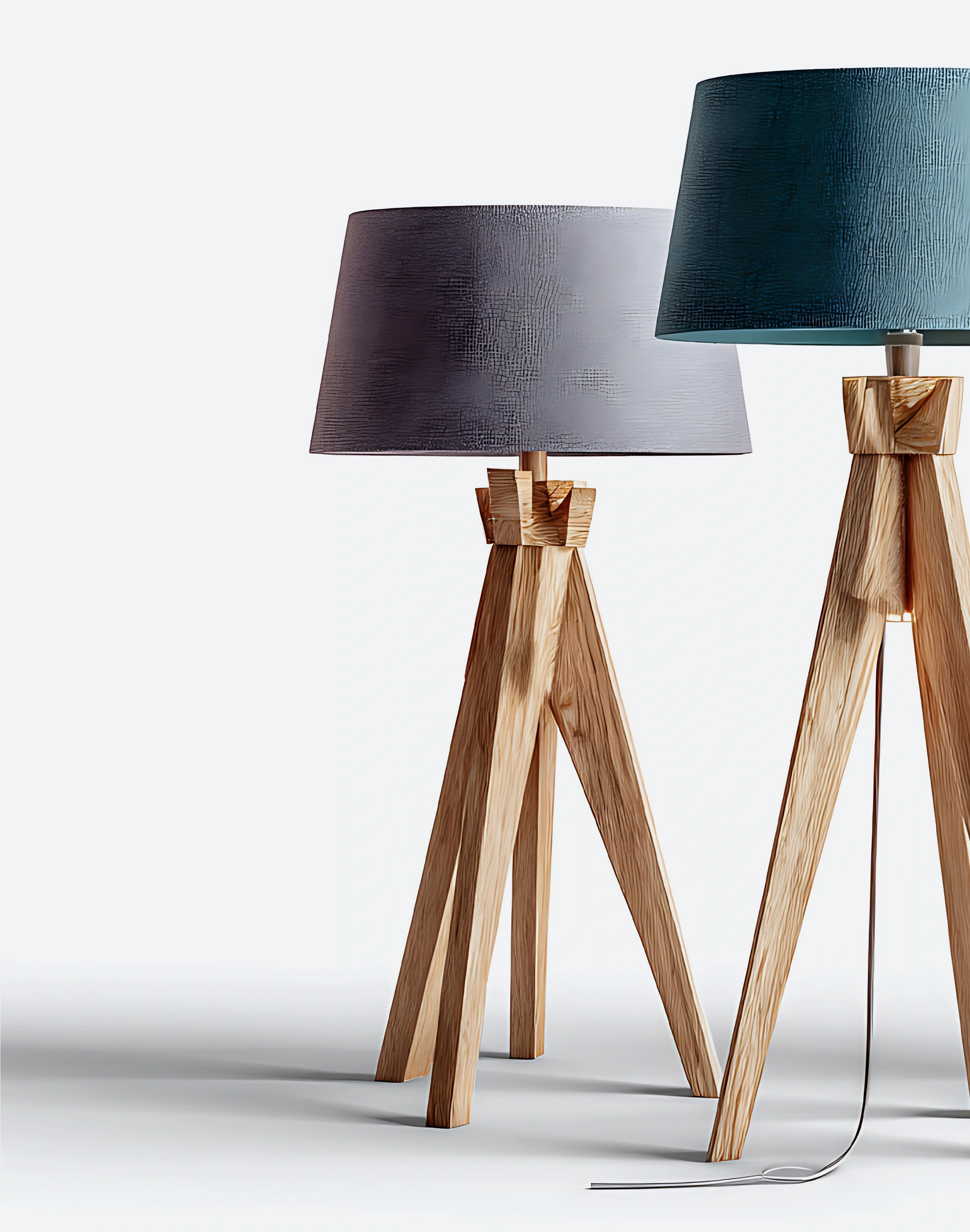 Modern wooden tripod floor lamps