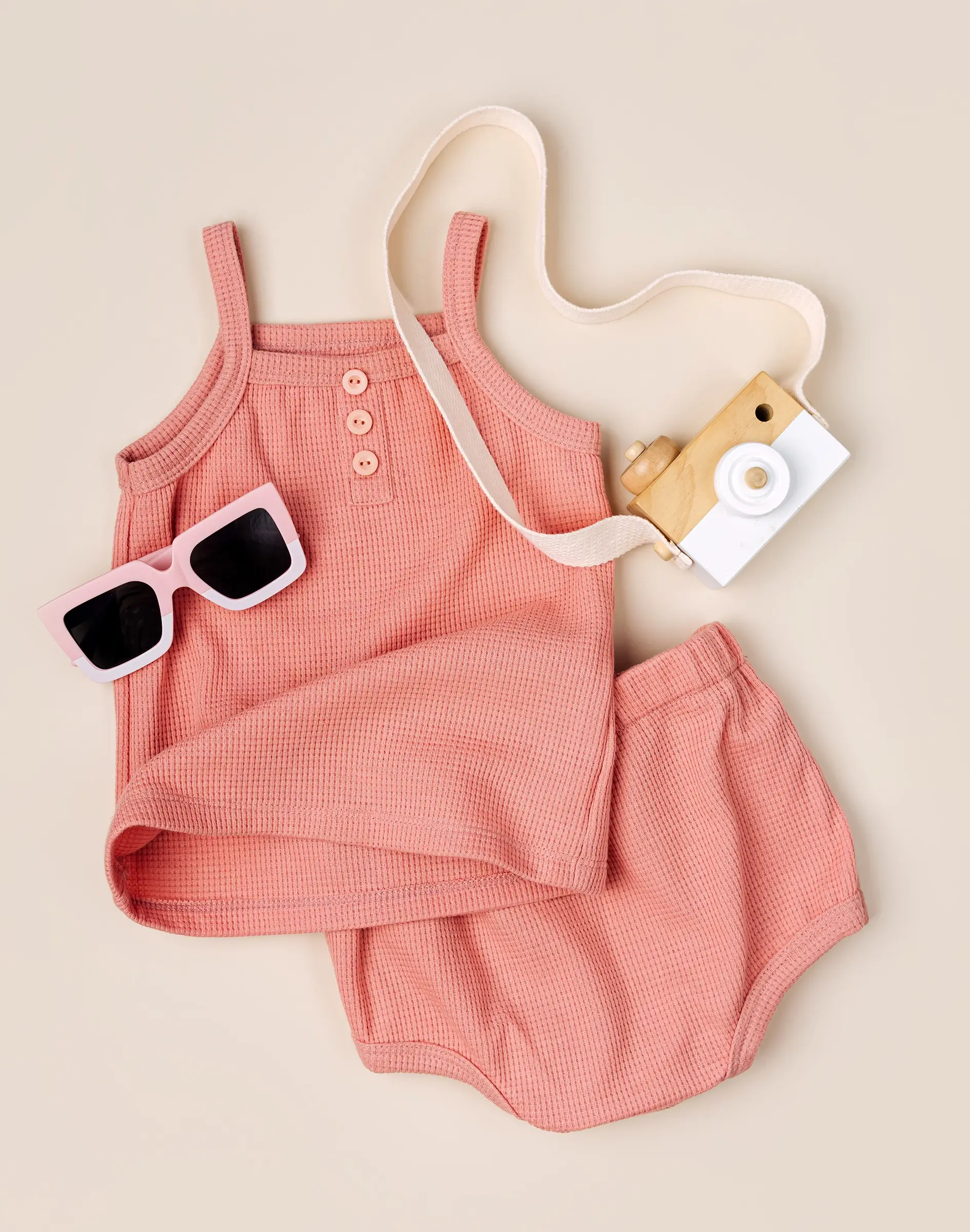 Stylish pink baby shirt with pink panties and sunglasses - Cotton baby clothes and accessories for summer